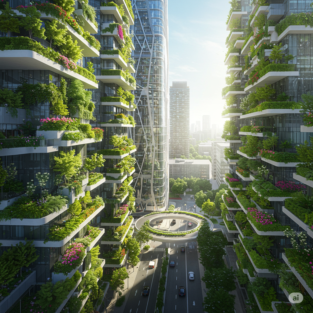 Ciudades sostenibles con  jardines verticales